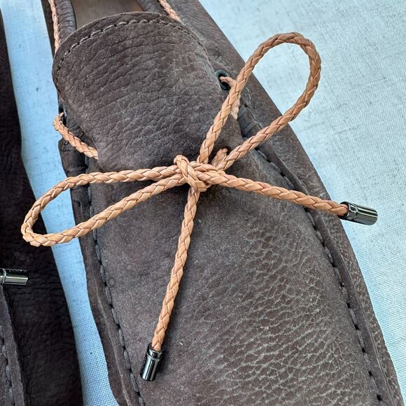 TOD'S Men's Dark Brown Gommini Nubuck Leather Driving Moccasin Loafers Size 13 - Picture 3 of 12